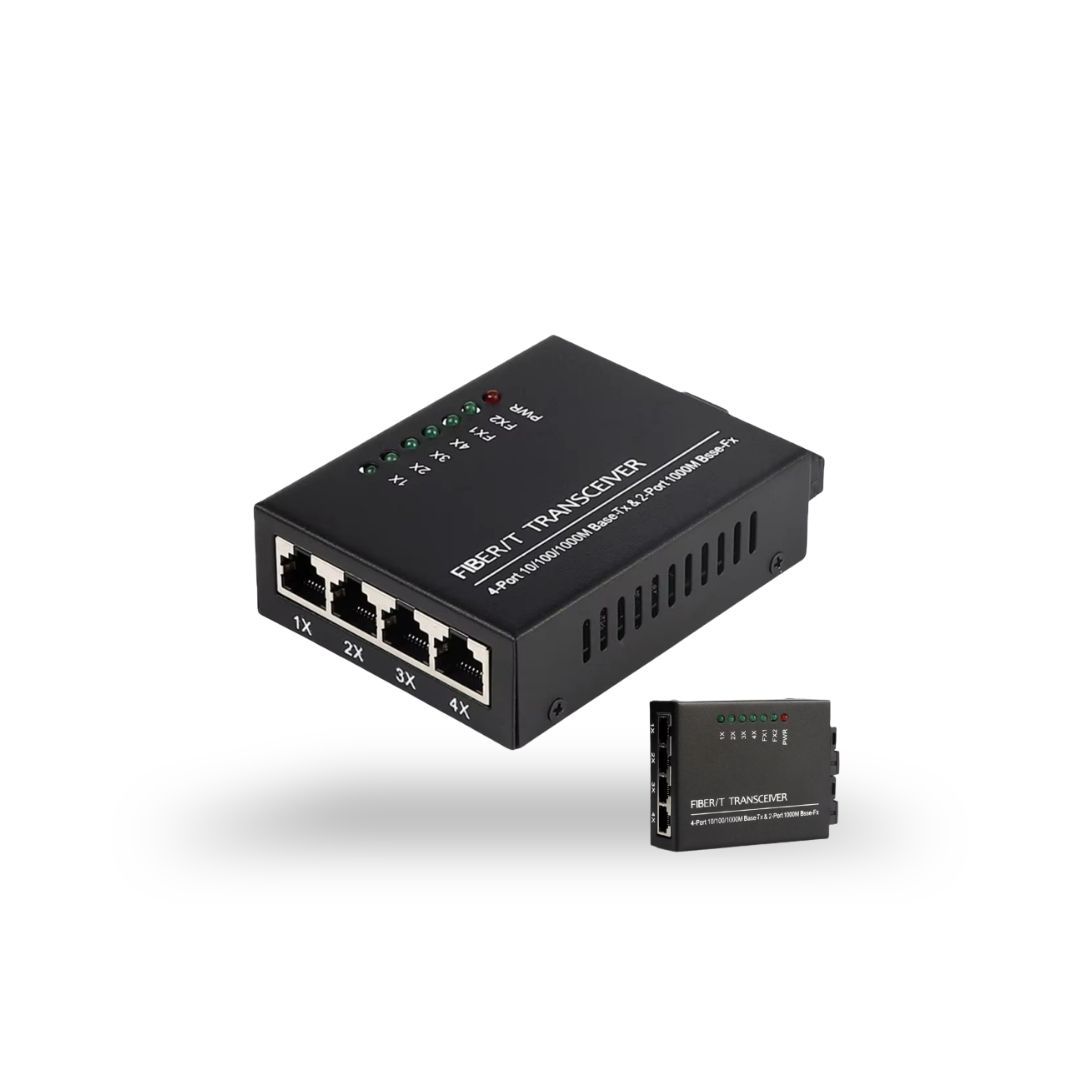 Media Converter 2 Port Fo Fiber SC 4 Port RJ45 Fiber Optic 10/100 Mbps