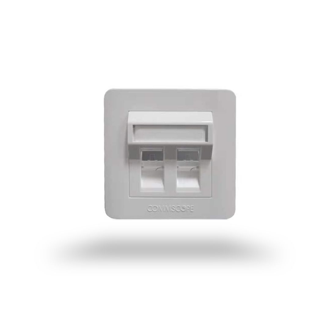 Faceplate Kit Dual Port 2 Hole RJ45 RJ11 Modular Jack AMP Commscope