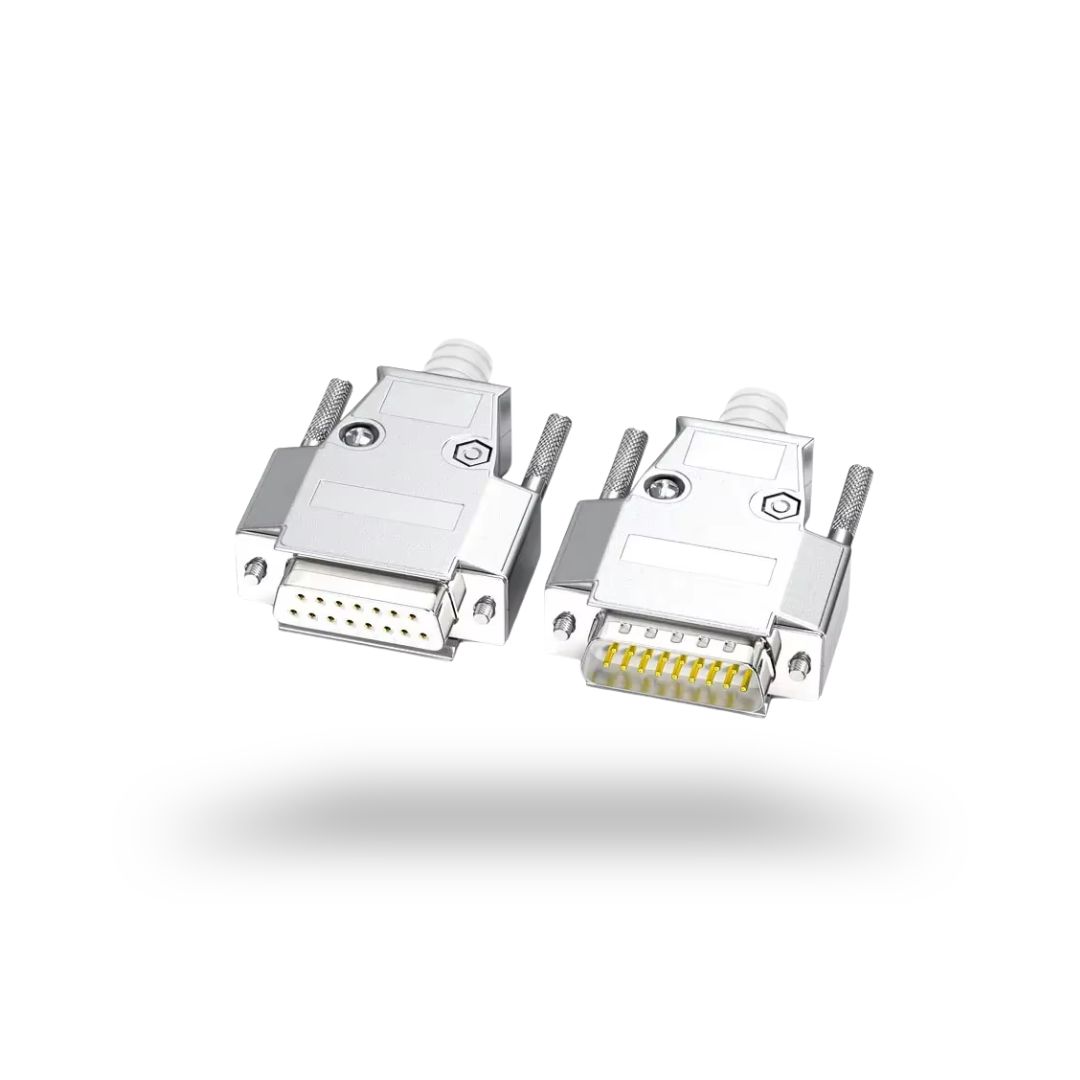 Metal DB15 Terminal Connector With Cover Male / Female / Terminal 15 Pin - MALE